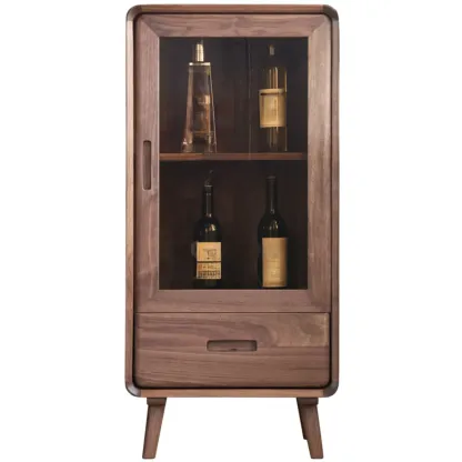 Freestanding Wood Brown Curio Cabinet with Glass Door Image - 2