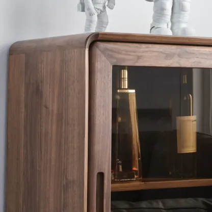 Freestanding Wood Brown Curio Cabinet with Glass Door Image - 7