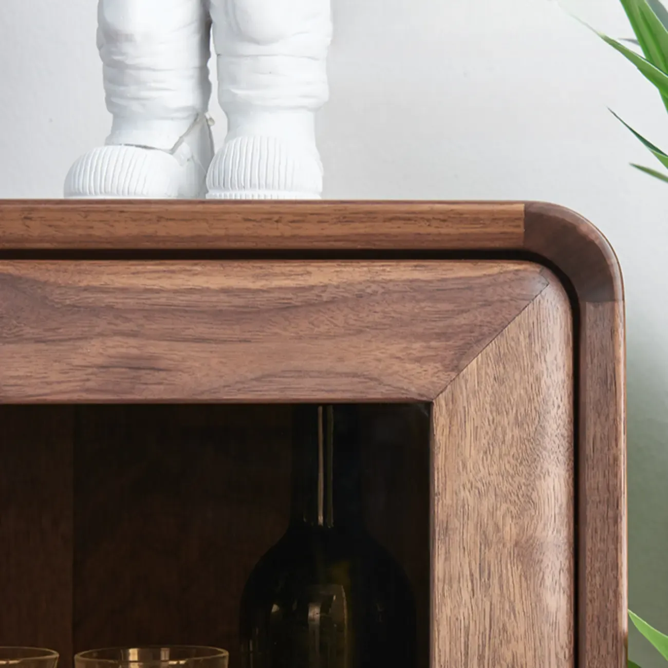 Freestanding Wood Brown Curio Cabinet with Glass Door Image - 9