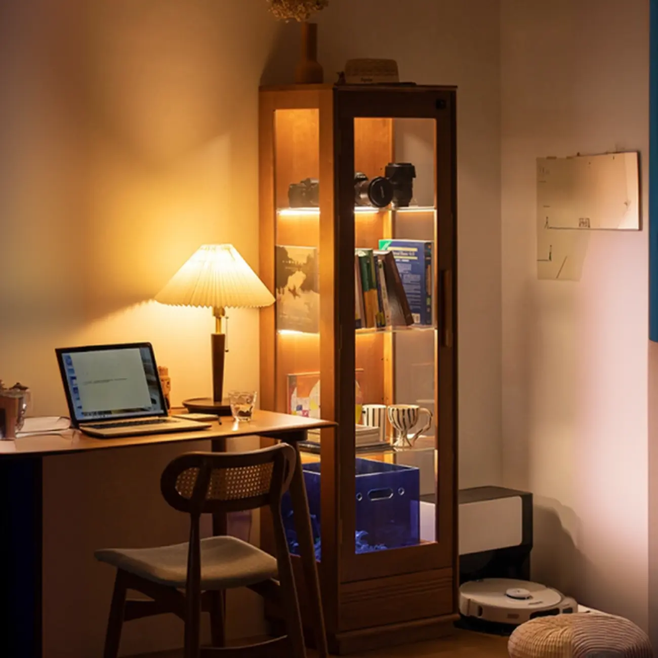 Nordic Tall Wooden 4-Shelf Curio Cabinet with Light Image - 5 | homeyfad