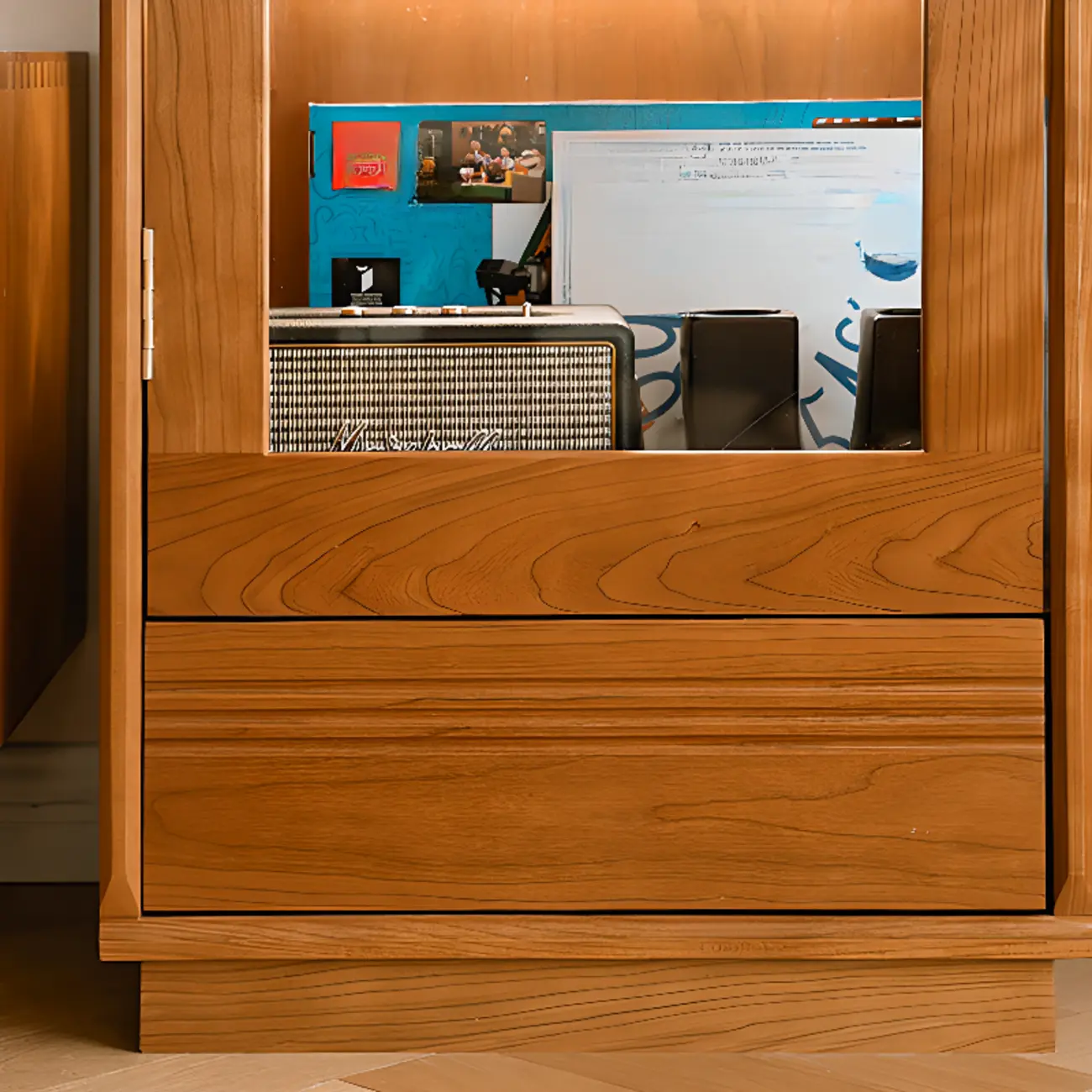 Nordic Tall Wooden 4-Shelf Curio Cabinet with Light Image - 6 | homeyfad