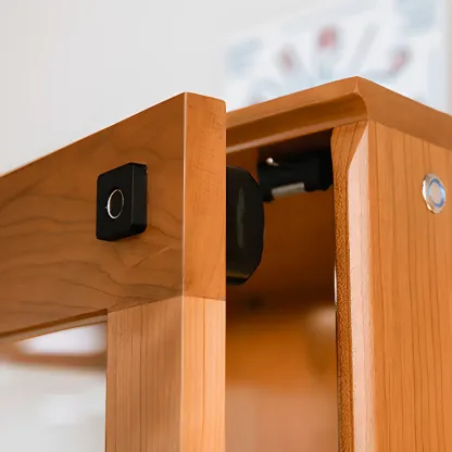 Nordic Tall Wooden 4-Shelf Curio Cabinet with Light Image - 8