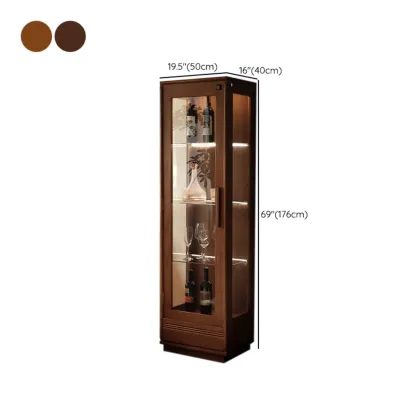 Nordic Tall Wooden 4-Shelf Curio Cabinet with Light #size