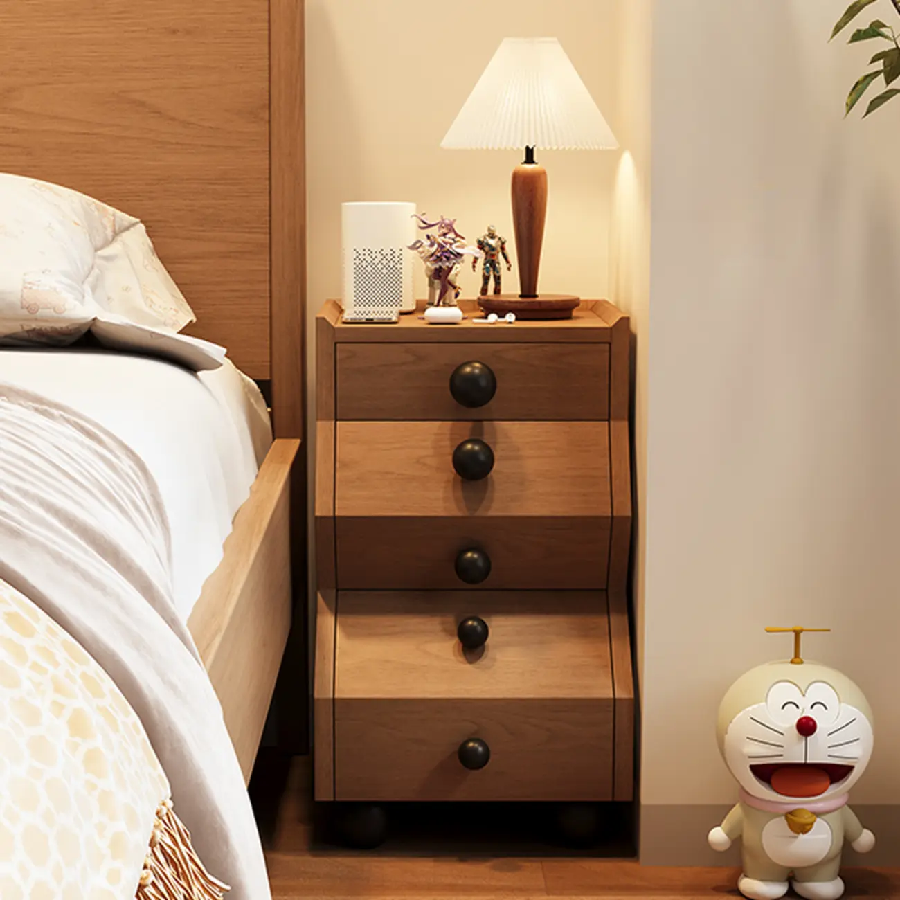 Modern Wood Top 3 Drawers Nightstand with Legs Image - 1 | homeyfad