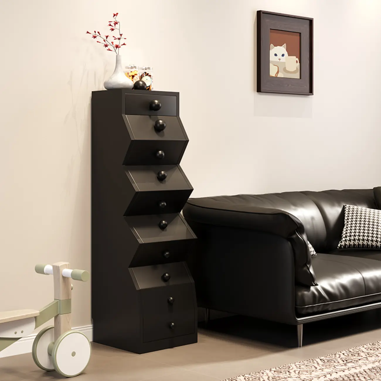 Modern Wood Top 3 Drawers Nightstand with Legs Image - 5 | homeyfad