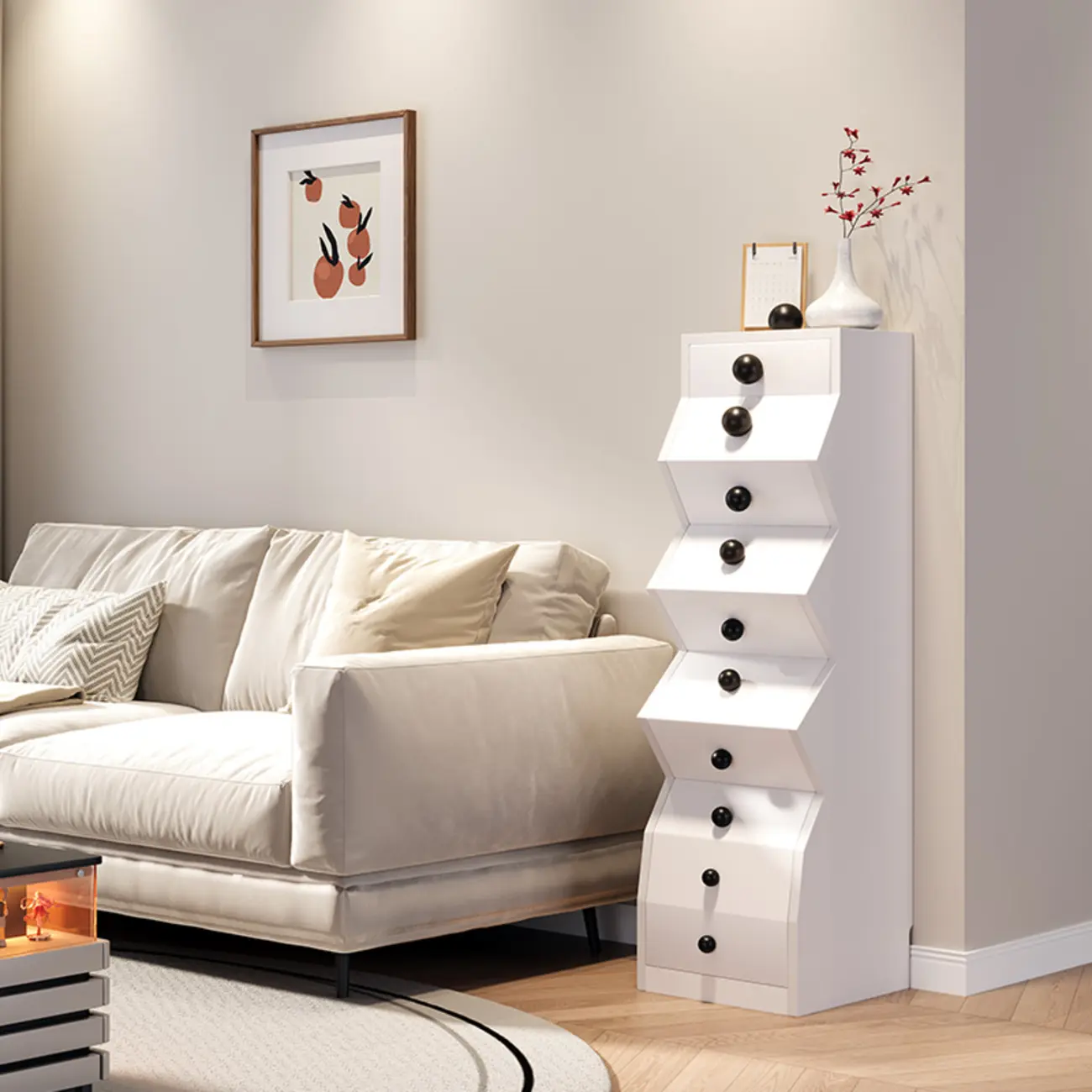 Modern Wood Top 3 Drawers Nightstand with Legs Image - 7 | homeyfad