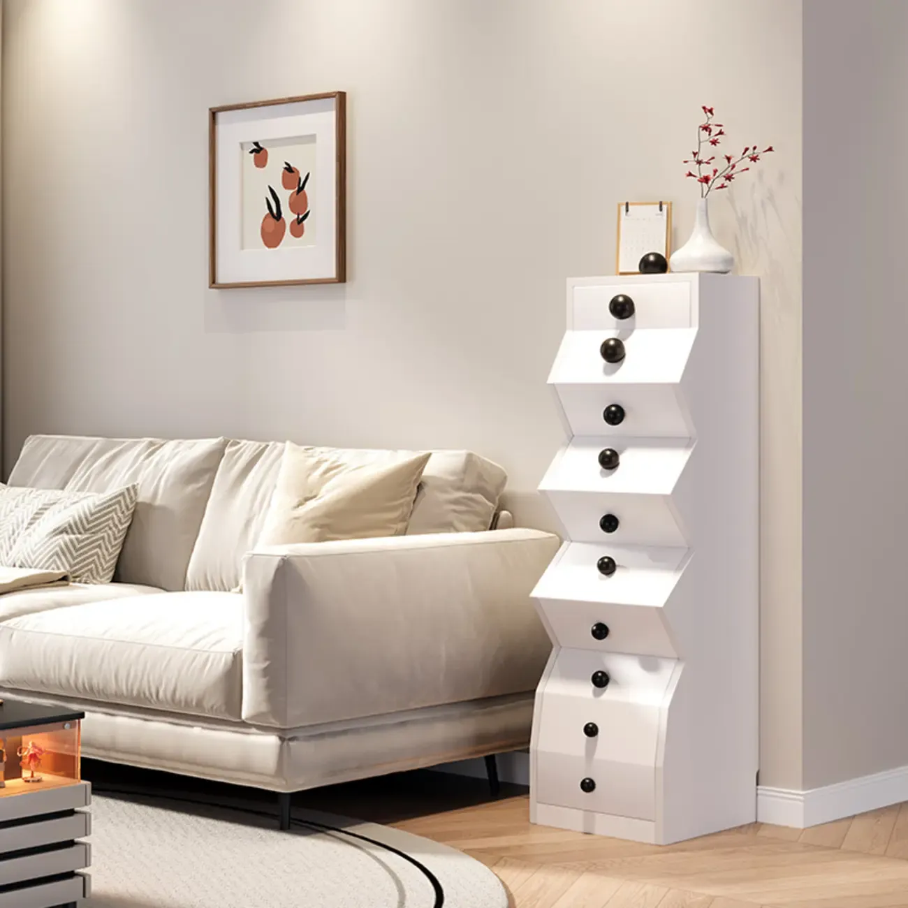 Modern Wood Top 3 Drawers Nightstand with Legs Image - 7