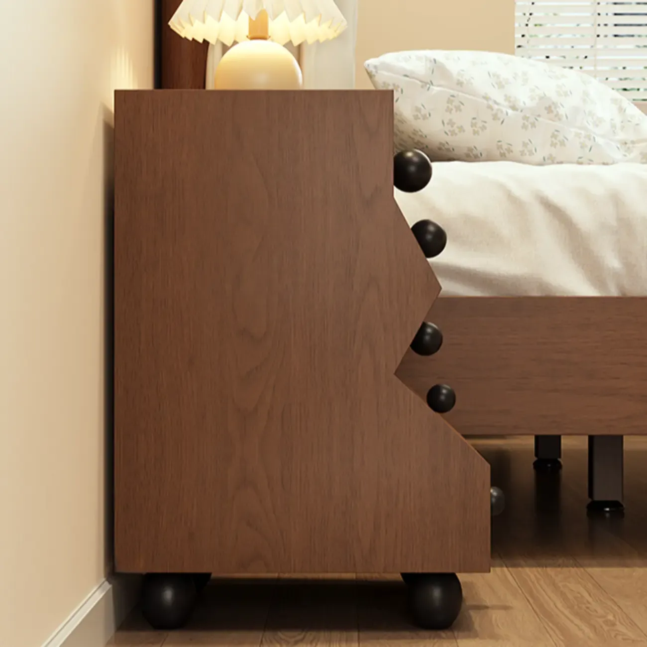 Modern Wood Top 3 Drawers Nightstand with Legs Image - 8