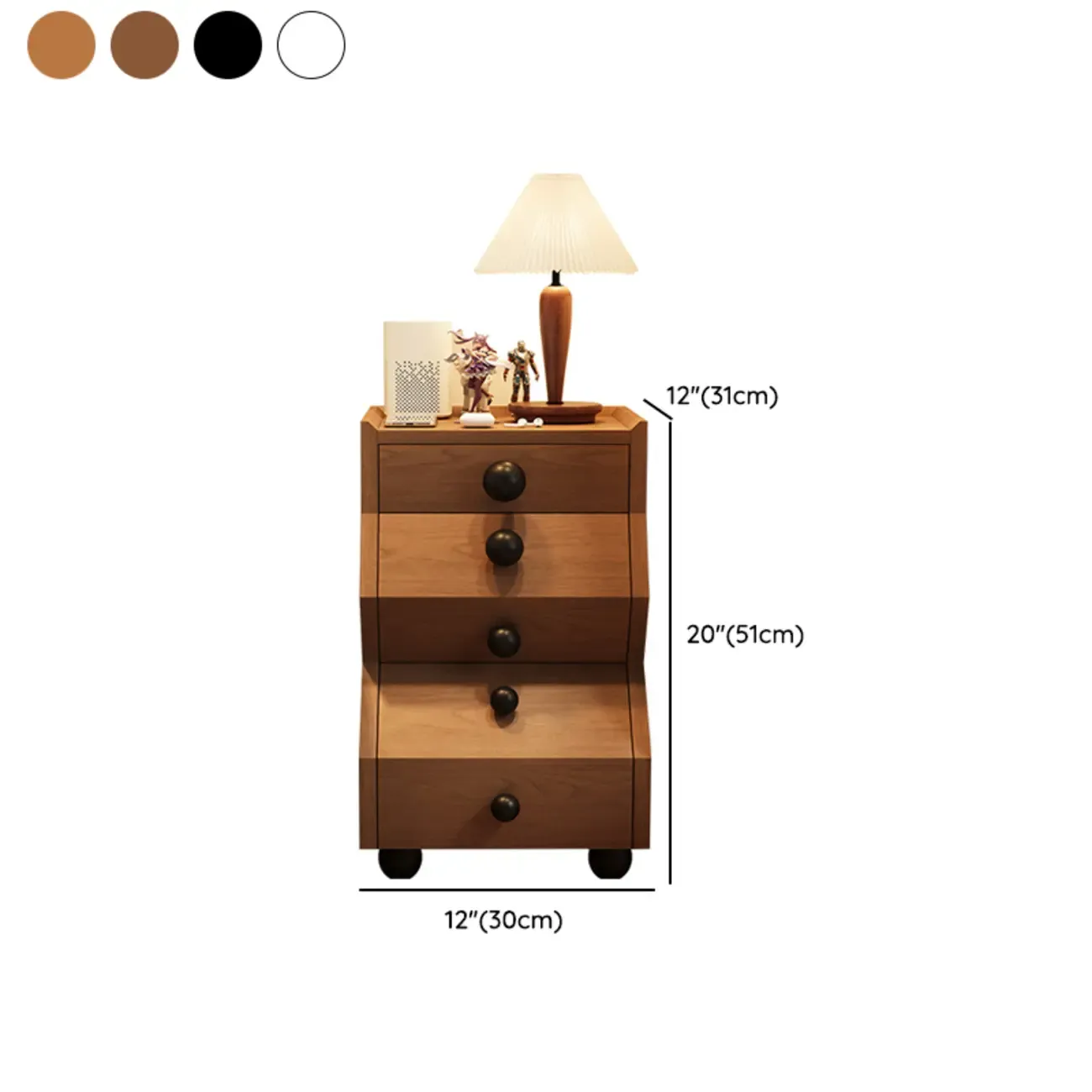 Modern Wood Top 3 Drawers Nightstand with Legs #size