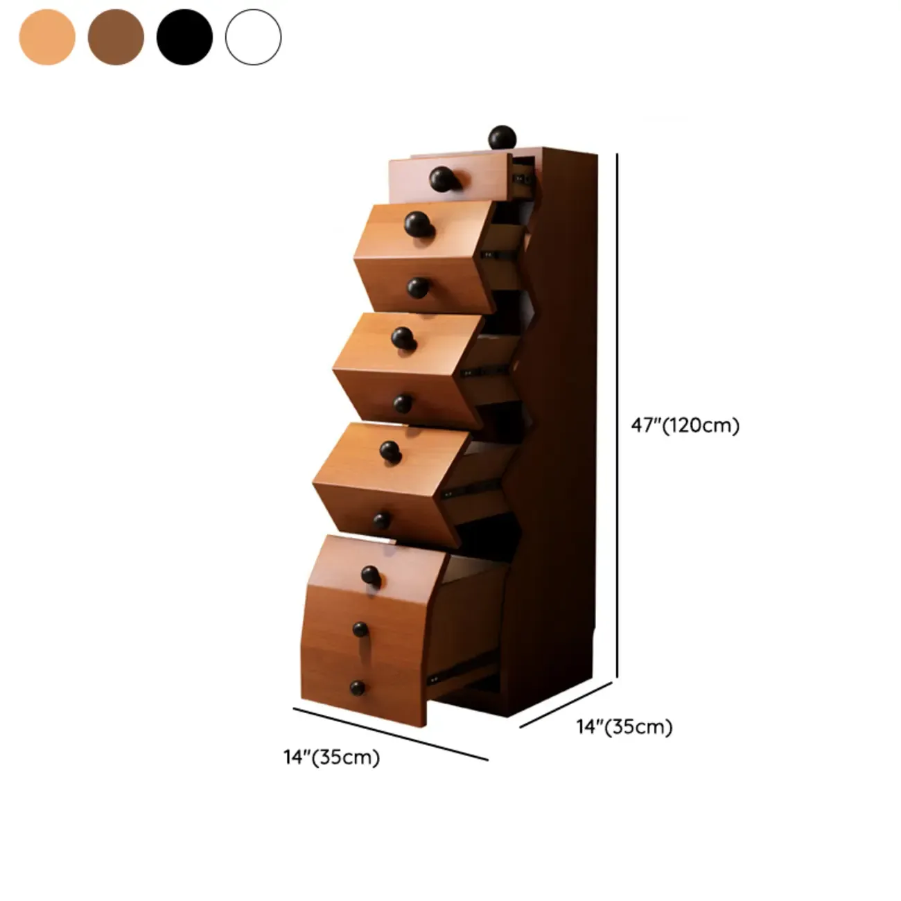 Modern Wood Top 3 Drawers Nightstand with Legs Image - 20