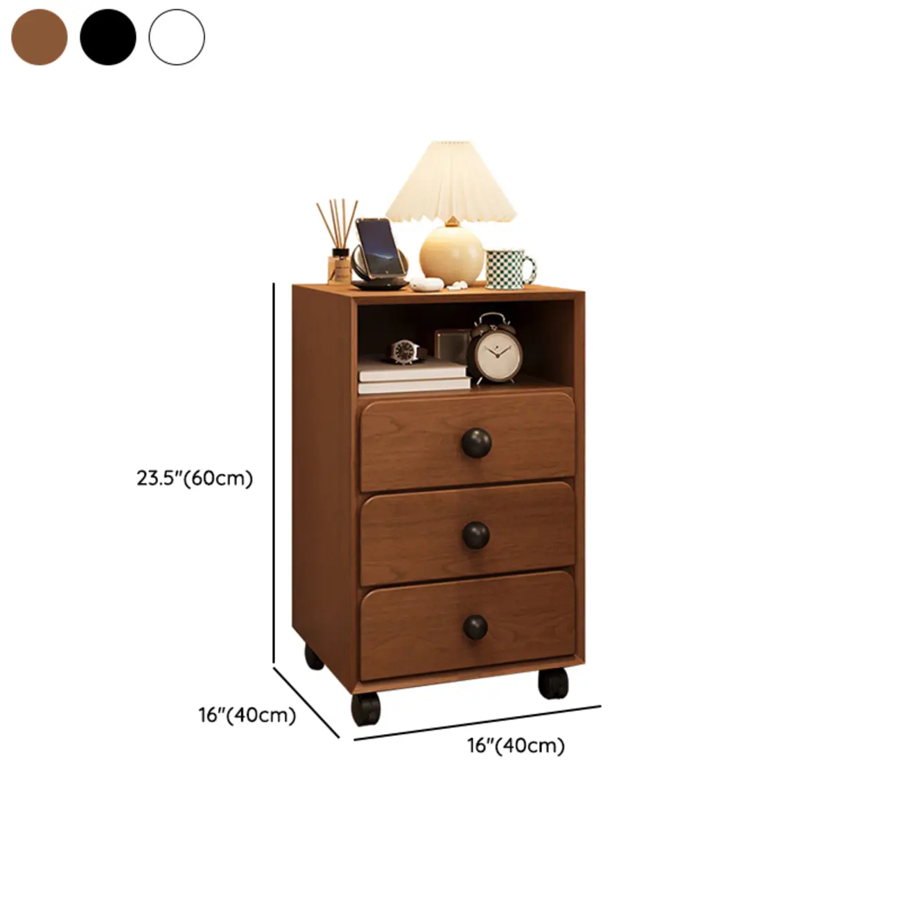 Modern Wood Top 3 Drawers Nightstand with Legs Image - 22 | homeyfad
