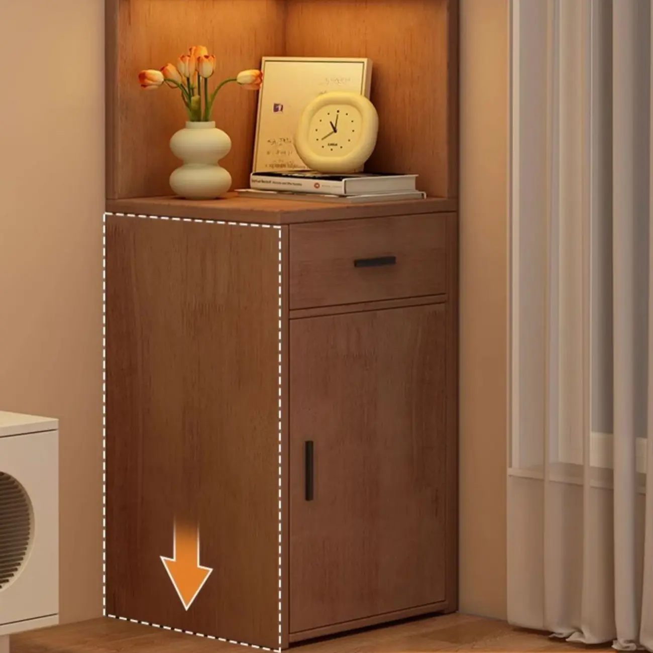 71" Minimalist Corner Storage Display Cabinet With Lighting Image - 10 | homeyfad