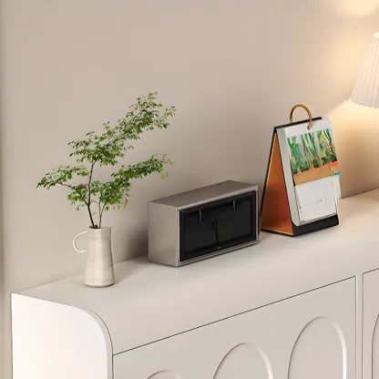 Slim Drop Front 3-Tier White Wood Shoe Storage Cabinet Image - 11