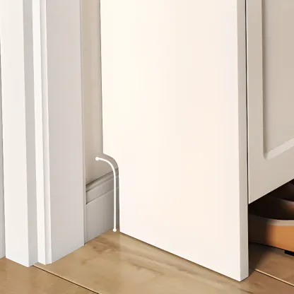 Slim Drop Front 3-Tier White Wood Shoe Storage Cabinet Image - 14