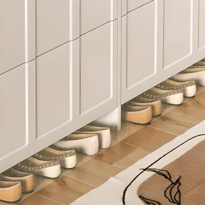 Slim Drop Front 3-Tier White Wood Shoe Storage Cabinet Image - 8