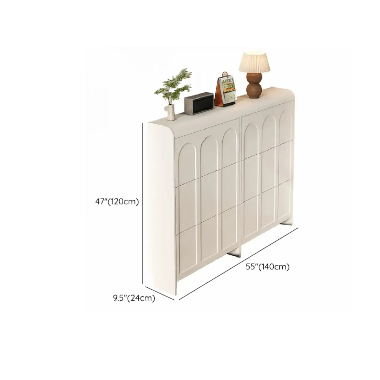 Slim Drop Front 3-Tier White Wood Shoe Storage Cabinet Image - 25