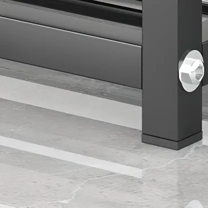 Entryway Black Metal Shoe Storage Bench with Cushion Image - 13