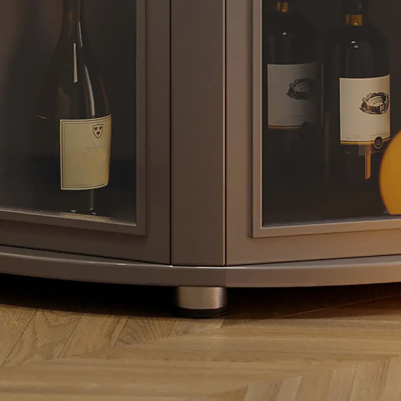 71“ Tall Modern Gray Wooden Corner Bar Cabinet 5-tier Image - 11