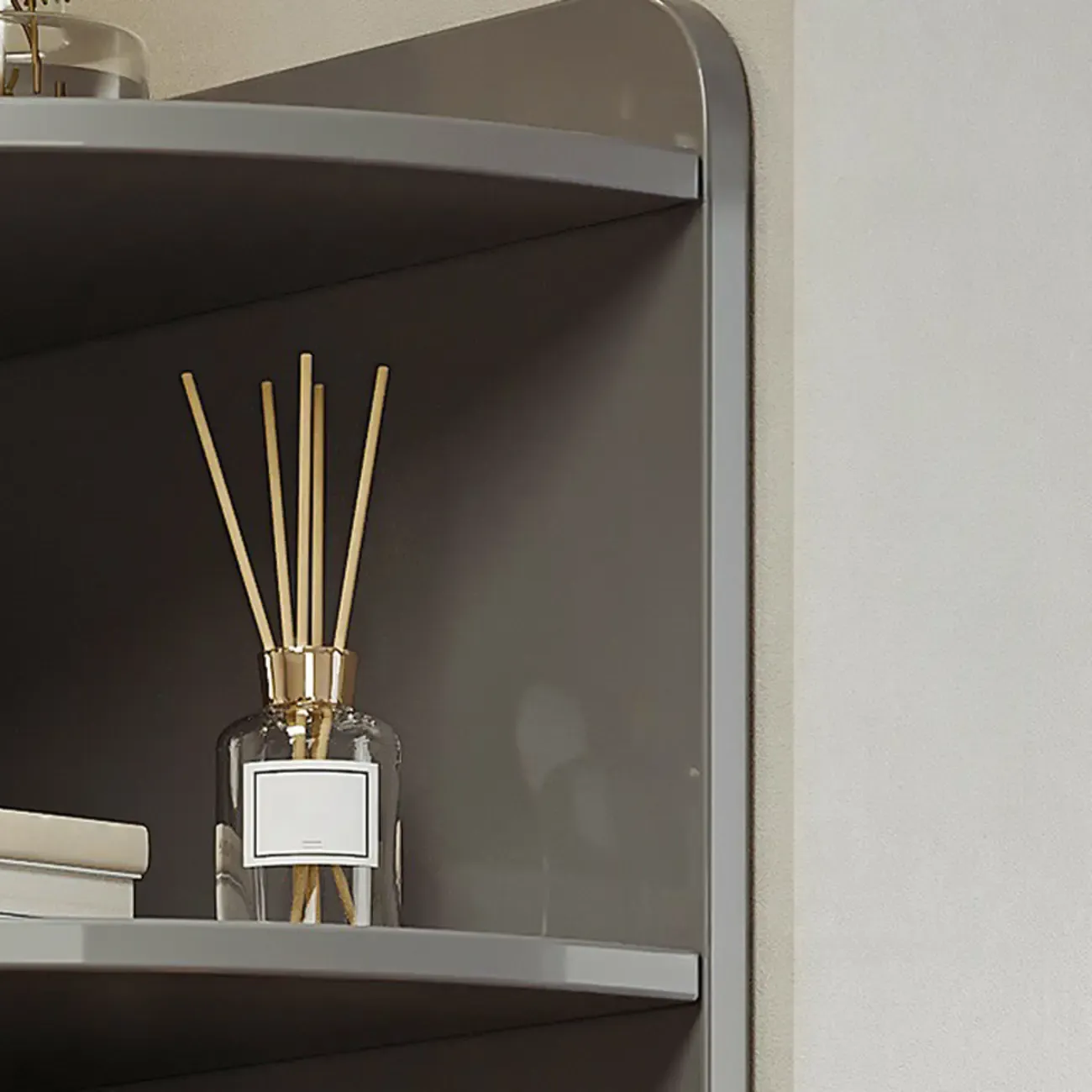 71“ Tall Modern Gray Wooden Corner Bar Cabinet 5-tier Image - 13