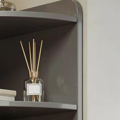 71“ Tall Modern Gray Wooden Corner Bar Cabinet 5-tier Image - 13