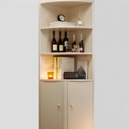 Wooden Corner Display Cabinet with Shelves for Home Image - 7
