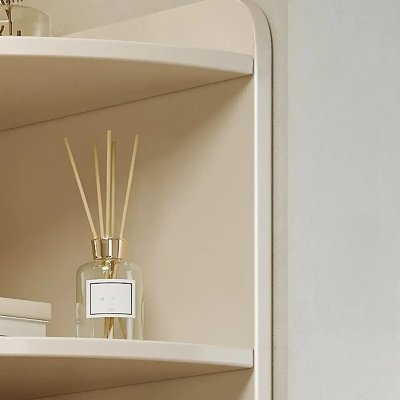 Wooden Corner Display Cabinet with Shelves for Home Image - 9