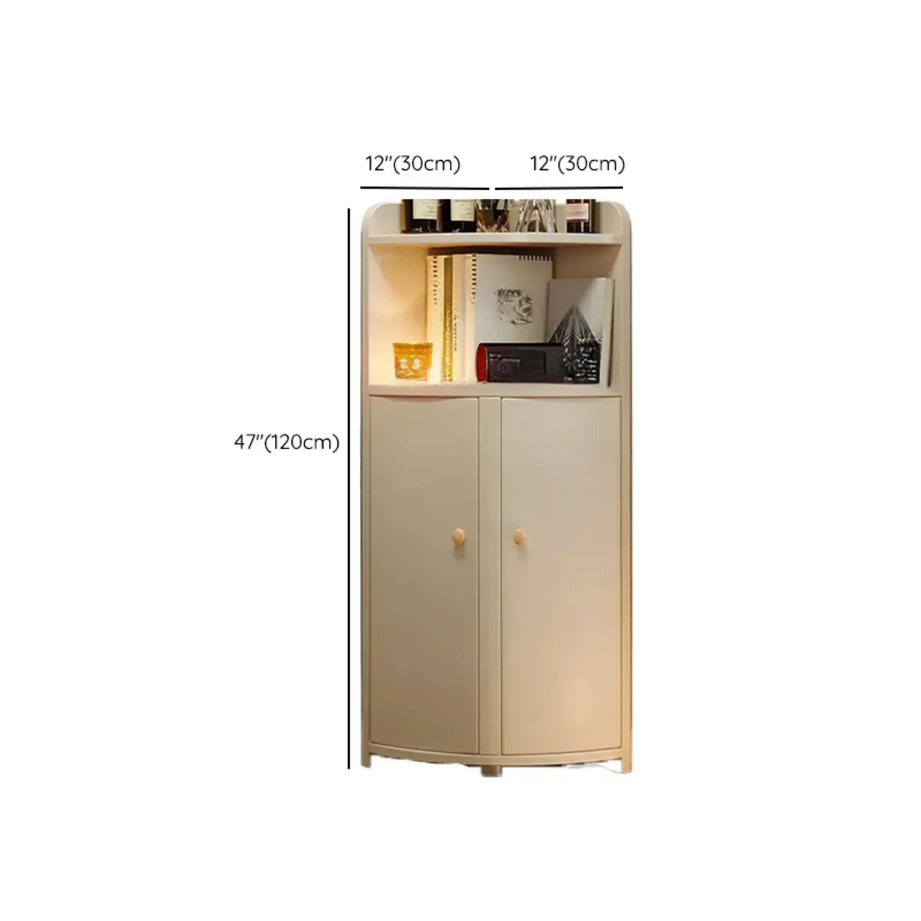 Wooden Corner Display Cabinet with Shelves for Home #size