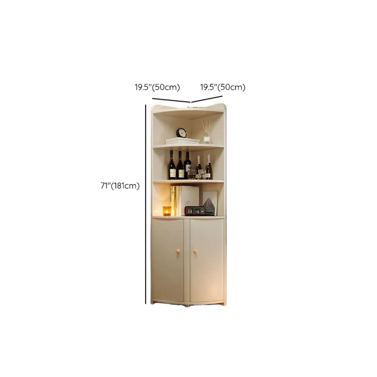 Wooden Corner Display Cabinet with Shelves for Home Image - 18 | homeyfad