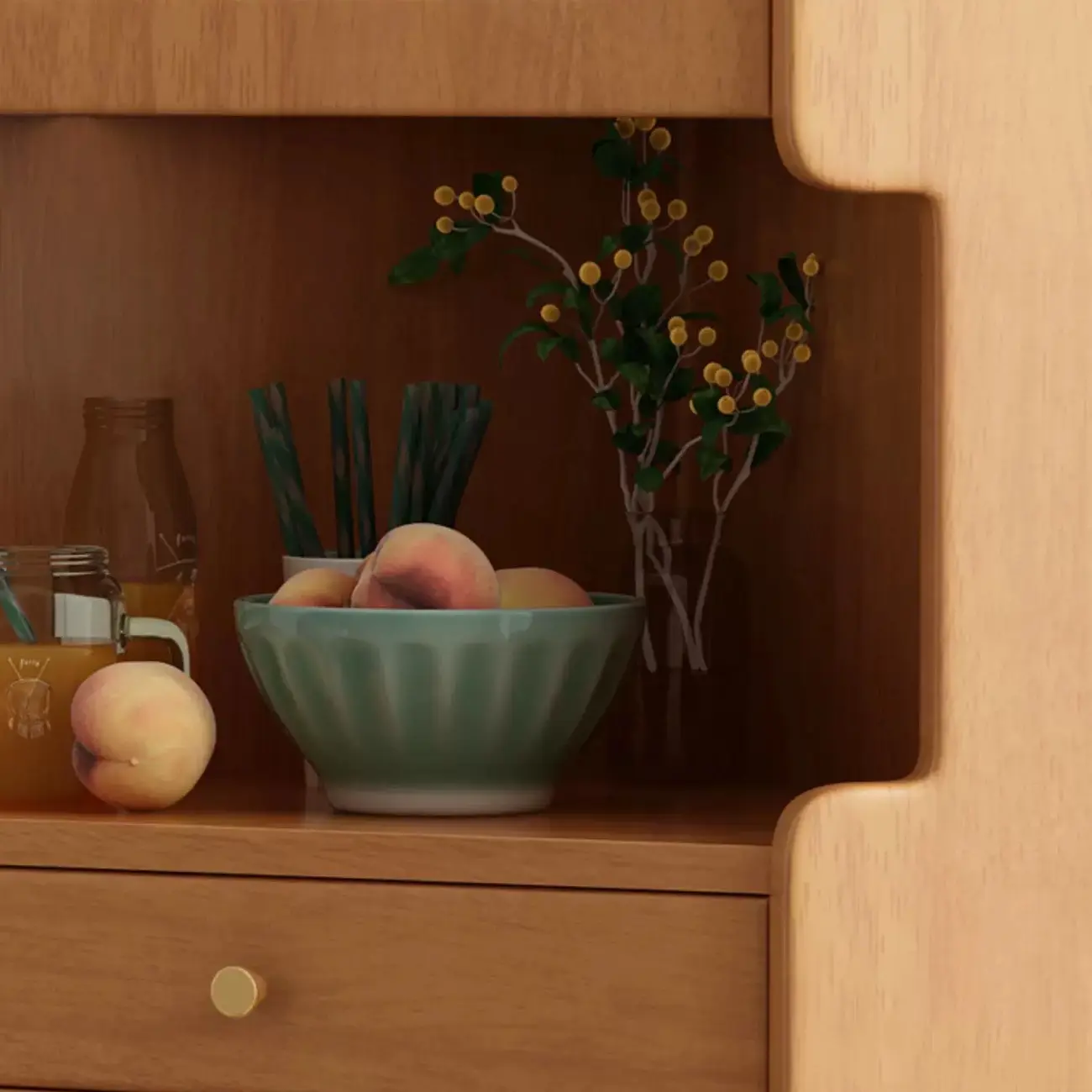 Modern 64.5" Classic 5-tier Wooden Corner Display Cabinet Image - 7 | homeyfad