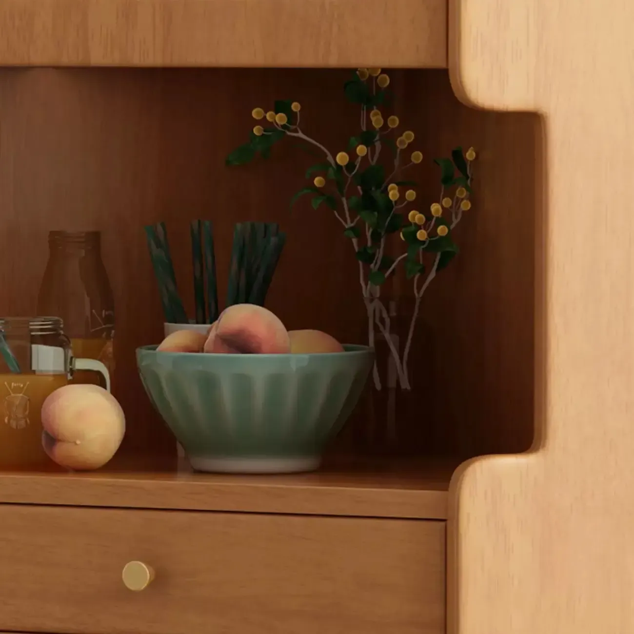 Modern 64.5" Classic 5-tier Wooden Corner Display Cabinet Image - 7