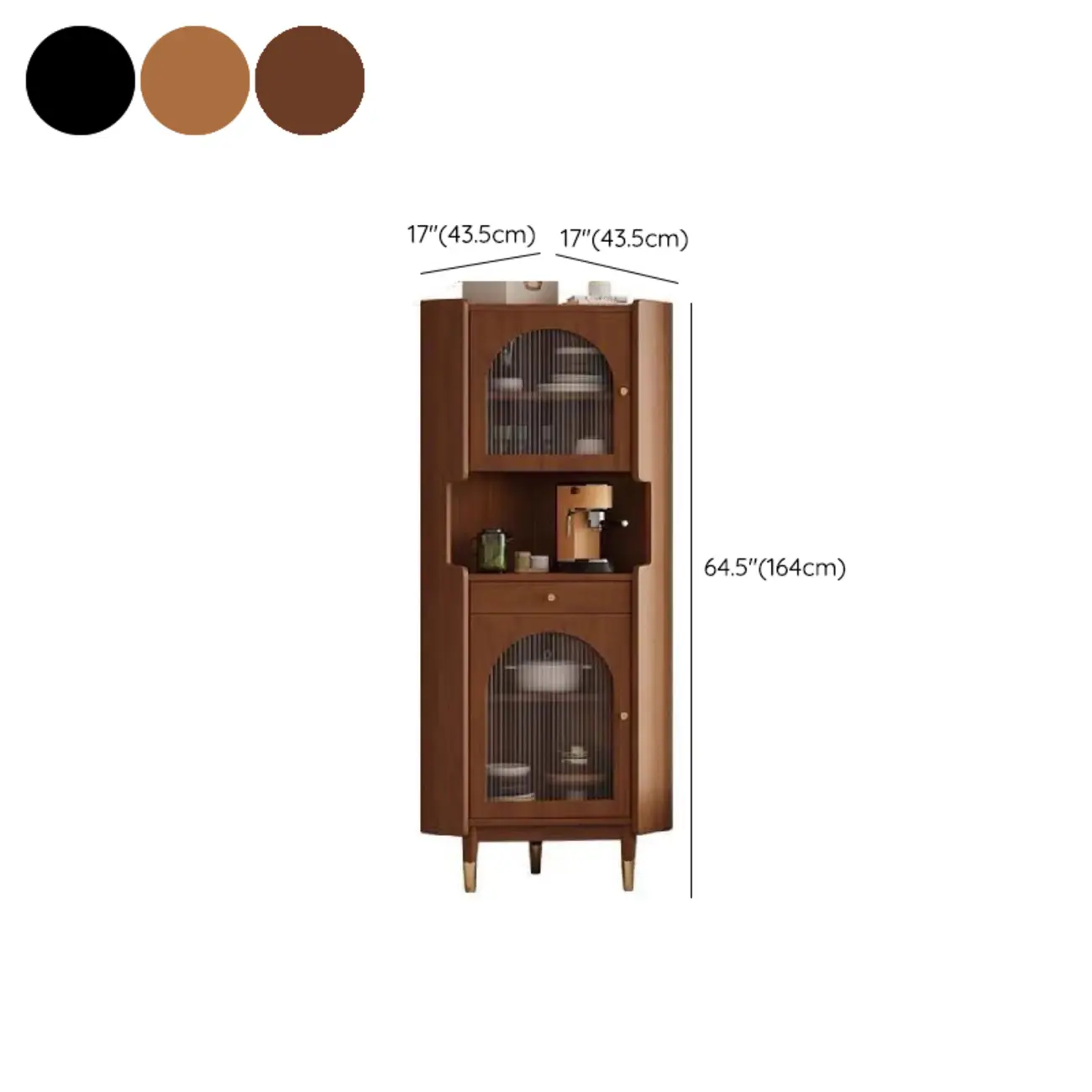 Modern 64.5" Classic 5-tier Wooden Corner Display Cabinet #size | homeyfad
