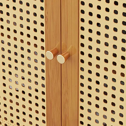 Bohemian Bamboo Entryway Shoe Cabinet with Rattan Doors Image - 7