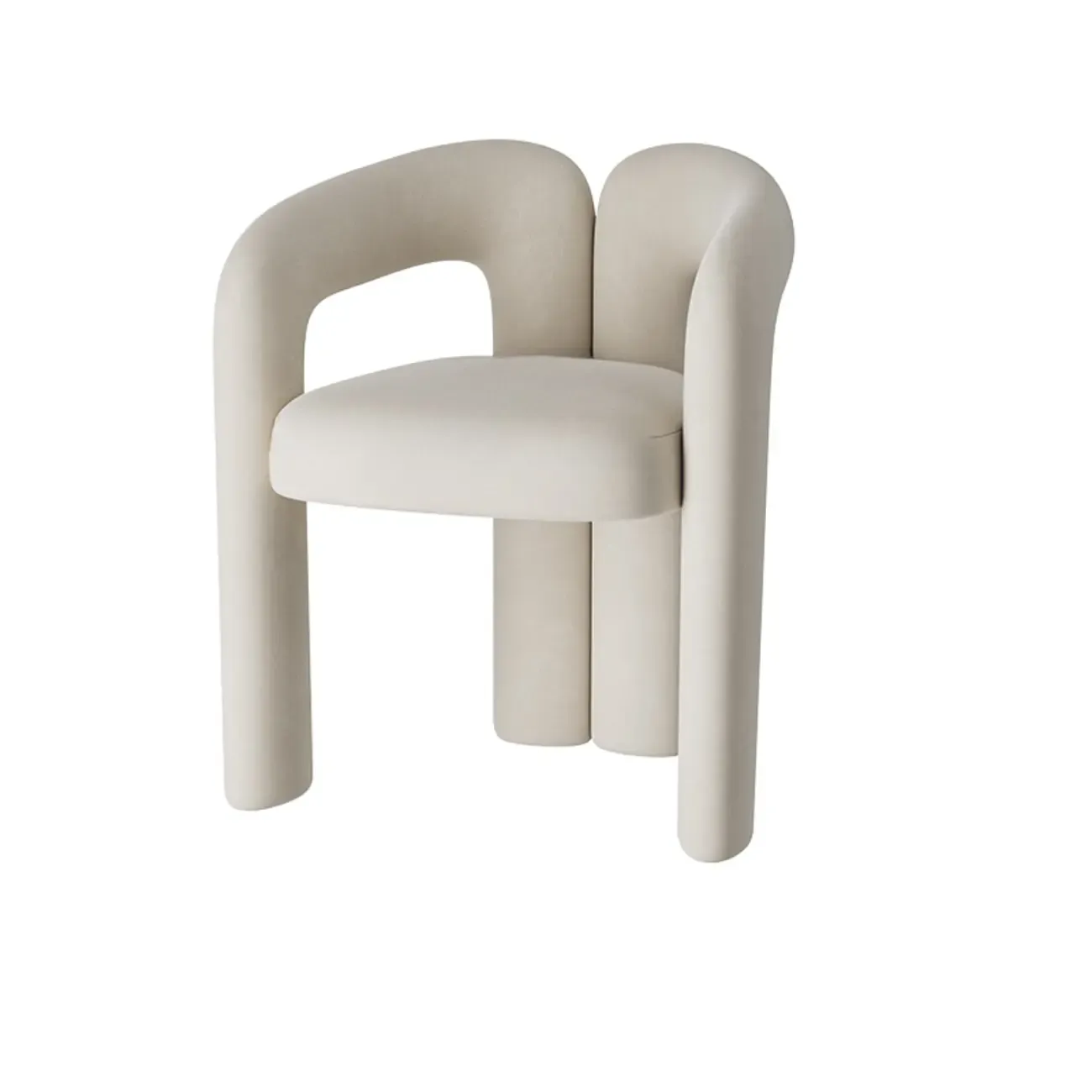 Modern Off-White Fabric Accent Chair with Armrests for Home Image - 5