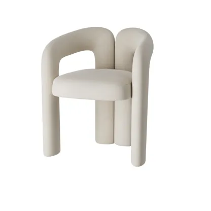 Modern Off-White Fabric Accent Chair with Armrests for Home Image - 5
