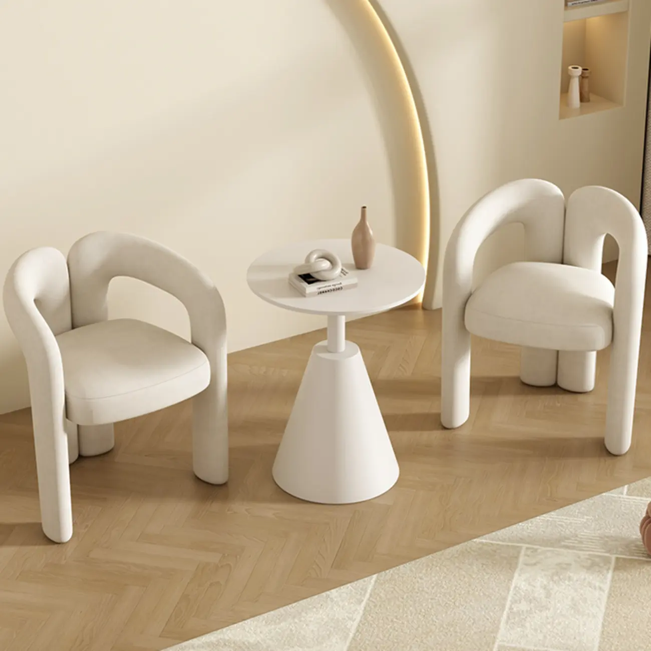 Modern Off-White Fabric Accent Chair with Armrests for Home Image - 1 | homeyfad