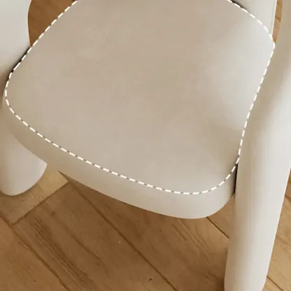 Modern Off-White Fabric Accent Chair with Armrests for Home Image - 7