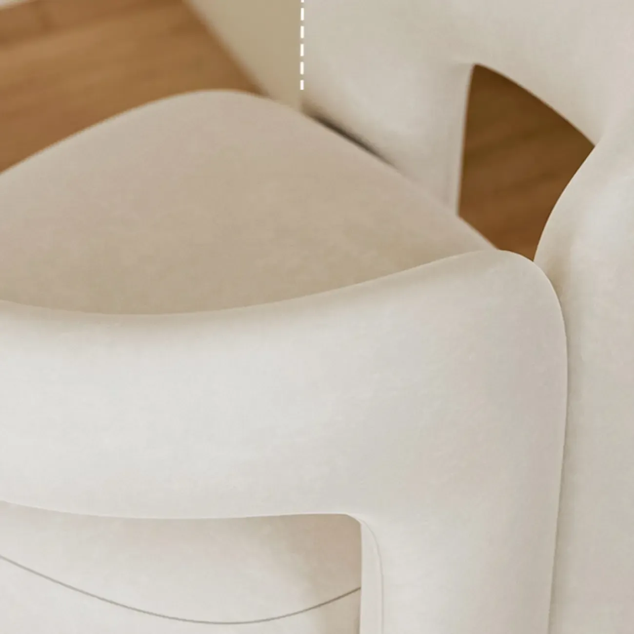 Modern Off-White Fabric Accent Chair with Armrests for Home Image - 8