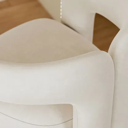 Modern Off-White Fabric Accent Chair with Armrests for Home Image - 8