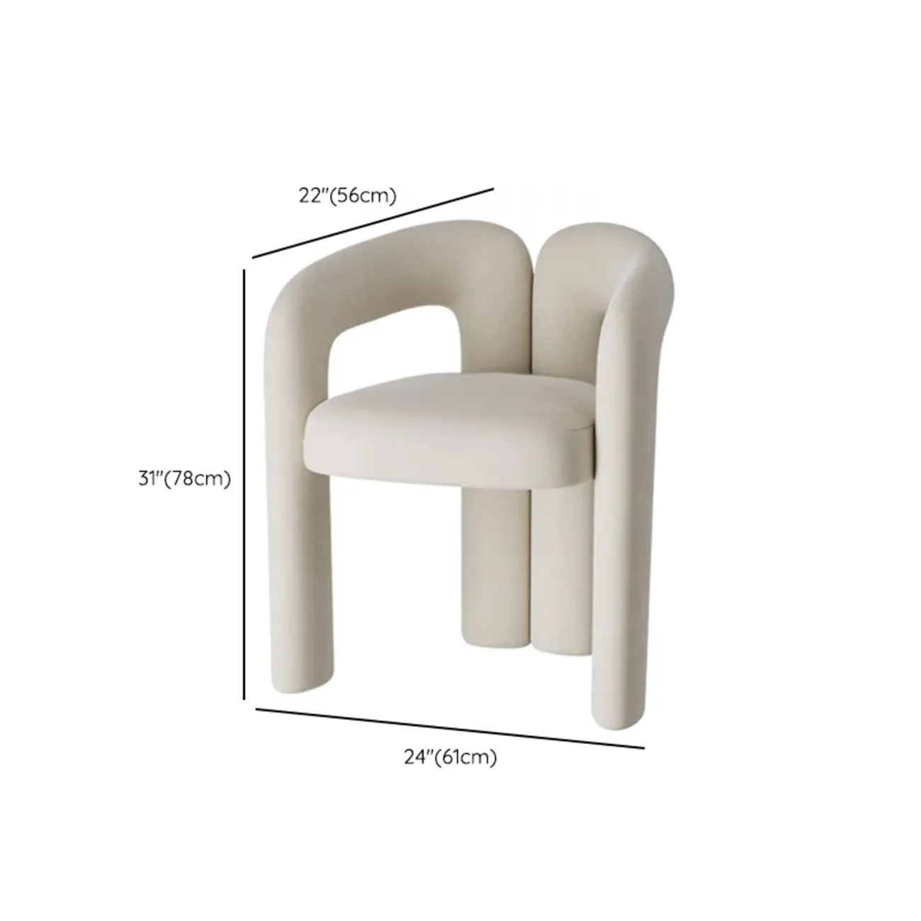 Modern Off-White Fabric Accent Chair with Armrests for Home #size | homeyfad