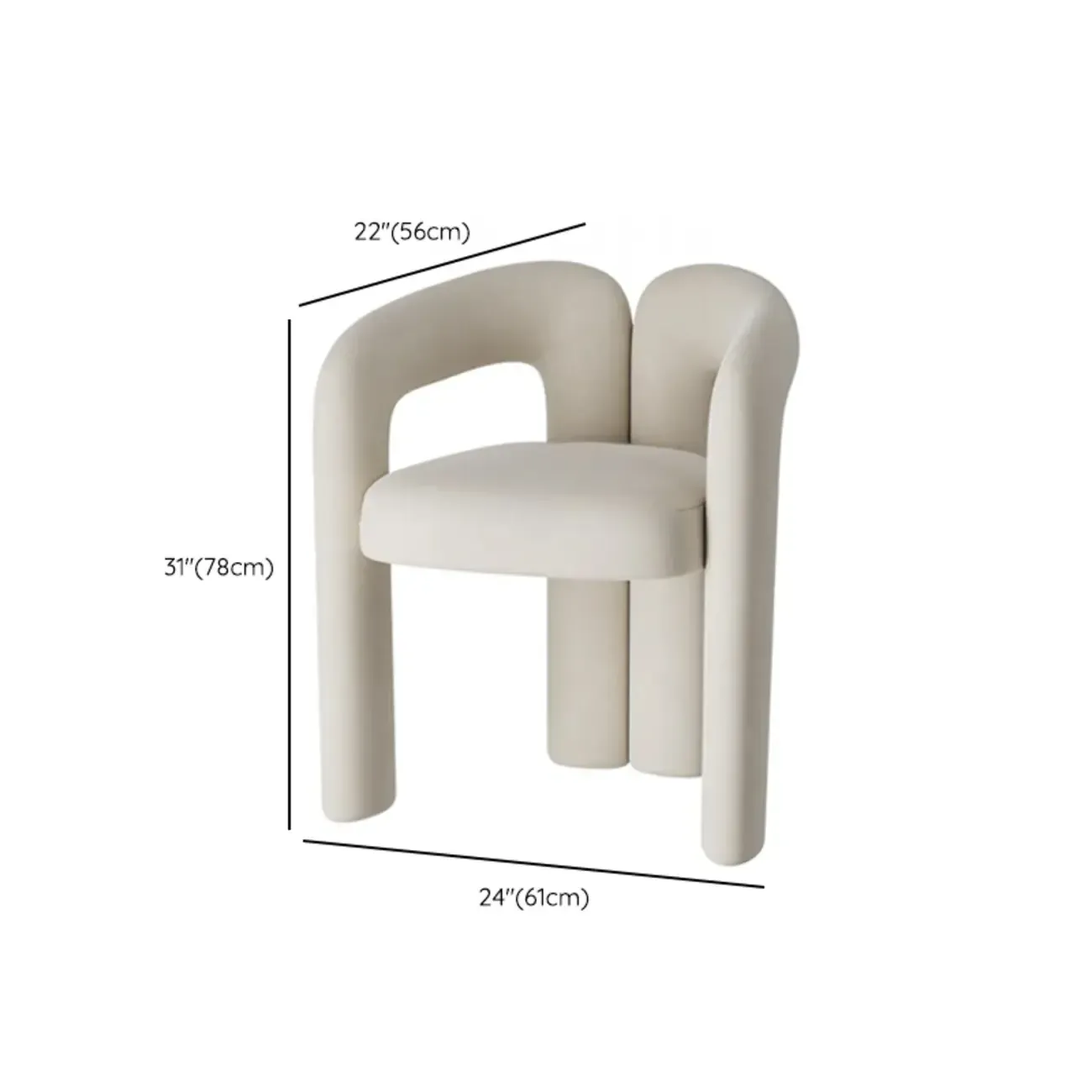 Modern Off-White Fabric Accent Chair with Armrests for Home #size