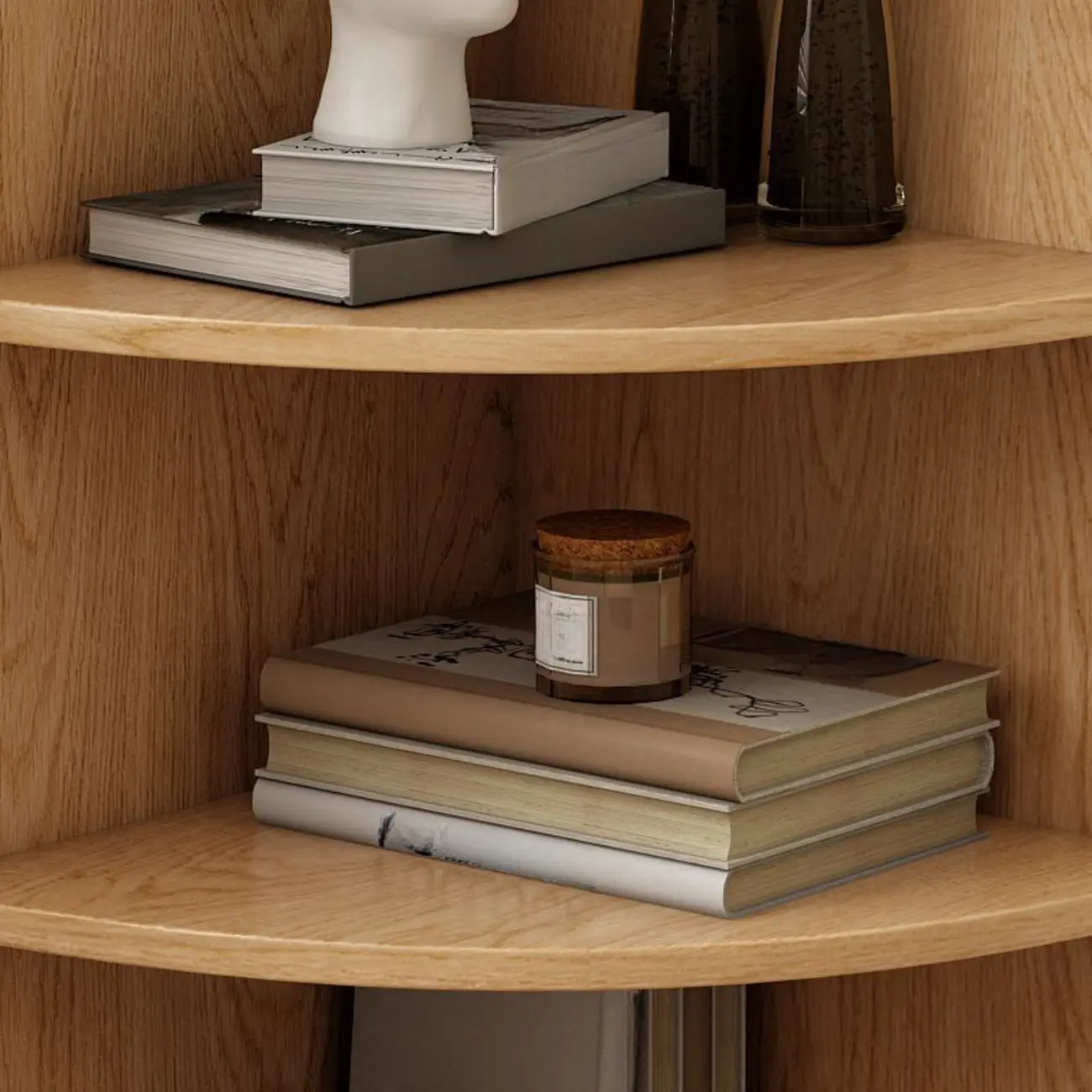 Avocado Green Wood Corner Storage Art Display Cabinet Image - 9 | homeyfad