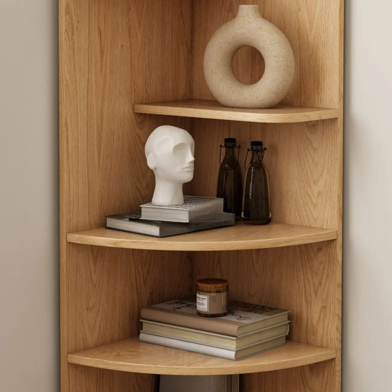 Avocado Green Wood Corner Storage Art Display Cabinet Image - 11 | homeyfad