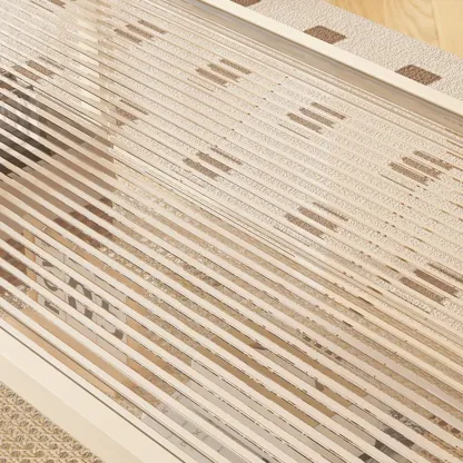 Modern White Rectangle Glass Coffee Table with Shelf Image - 10