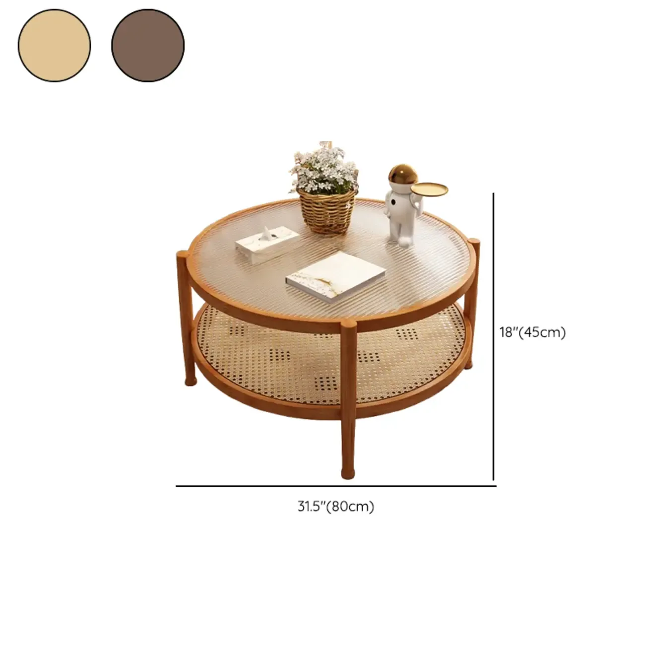 Modern White Rectangle Glass Coffee Table with Shelf Image - 34