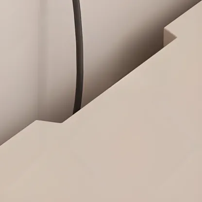 Minimalist White Wooden TV Stand with Open Storage and Drawers Image - 12