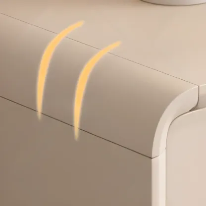 Minimalist White Wooden TV Stand with Open Storage and Drawers Image - 13