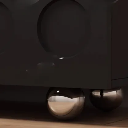 Hallway Black Engineered Wood Shoe Cabinet on Wheels Image - 8