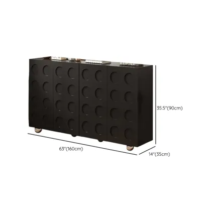 Hallway Black Engineered Wood Shoe Cabinet on Wheels Image - 15