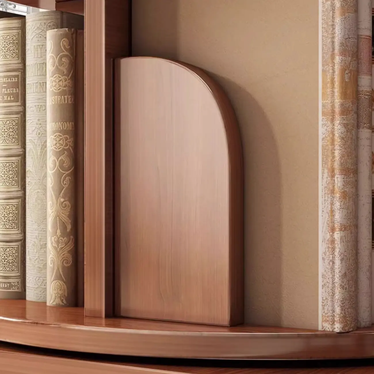 Swivel Natural Wood Modern Wheeled Bookcase With Drawer Image - 10 | homeyfad