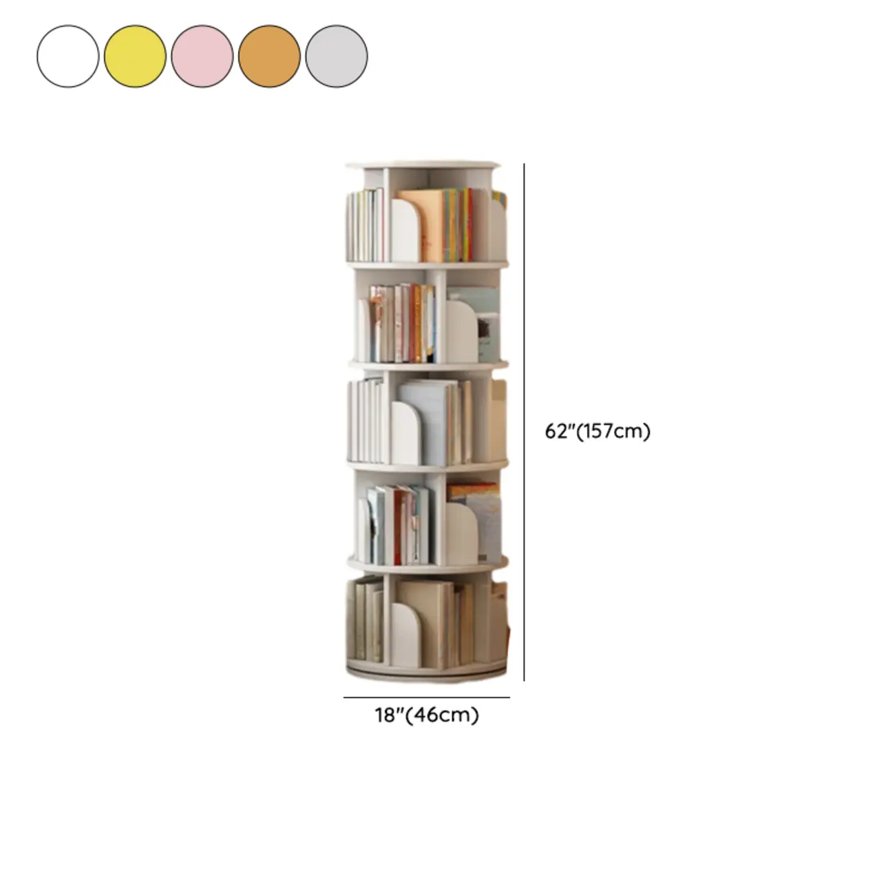 Swivel Natural Wood Modern Wheeled Bookcase With Drawer Image - 25 | homeyfad